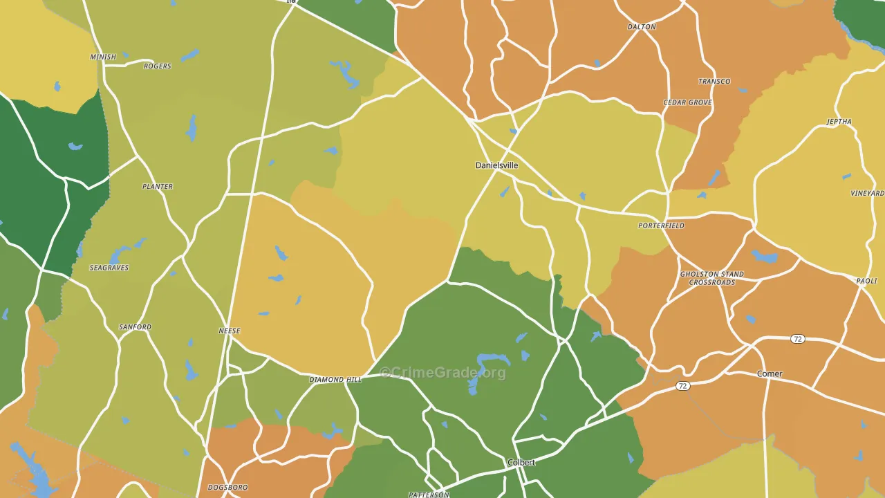 Madison County, GA Map of Theft Rates