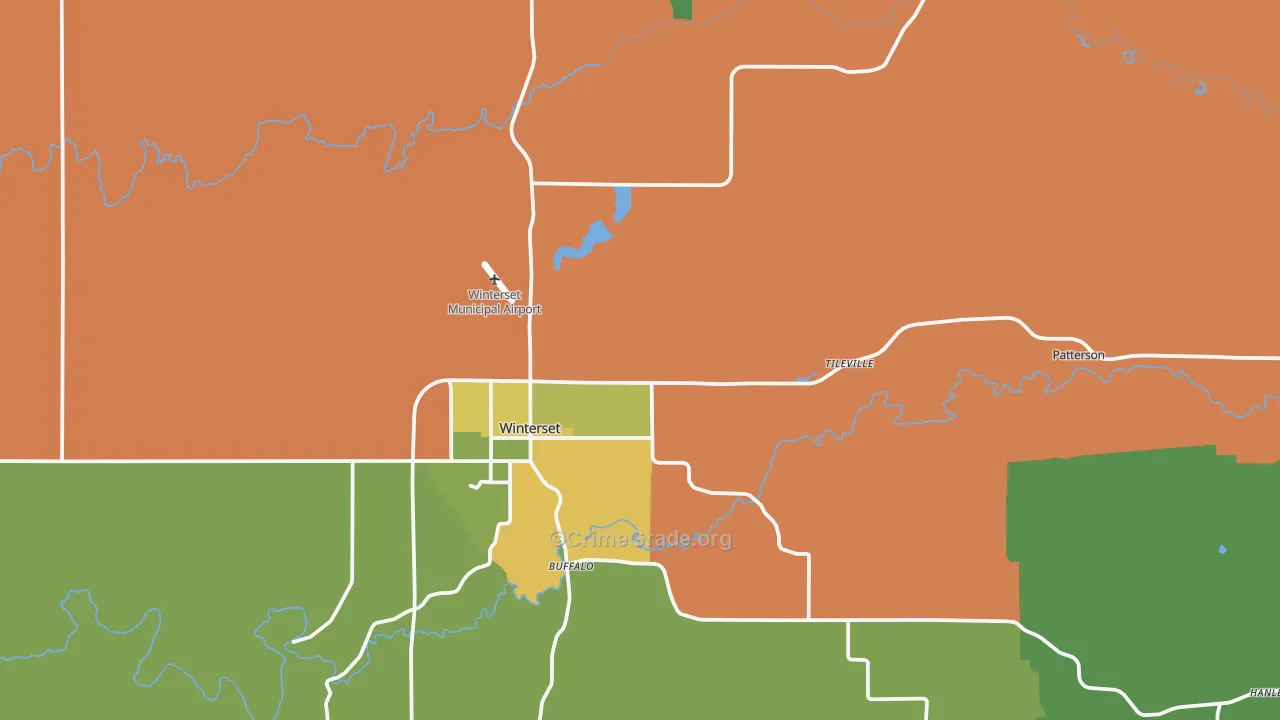Madison County, IA Map of Theft Rates