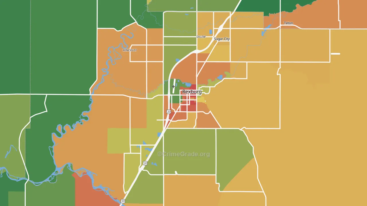 Madison County, ID Map of Theft Rates