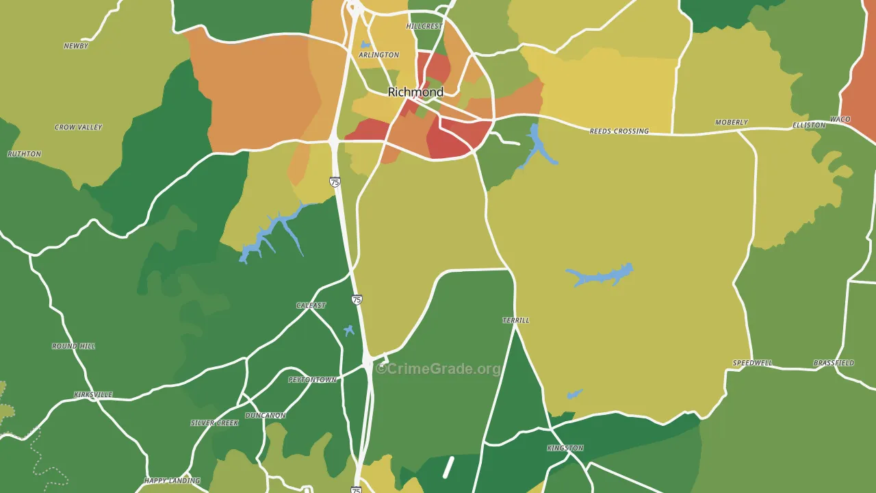 Madison County, KY Map of Theft Rates