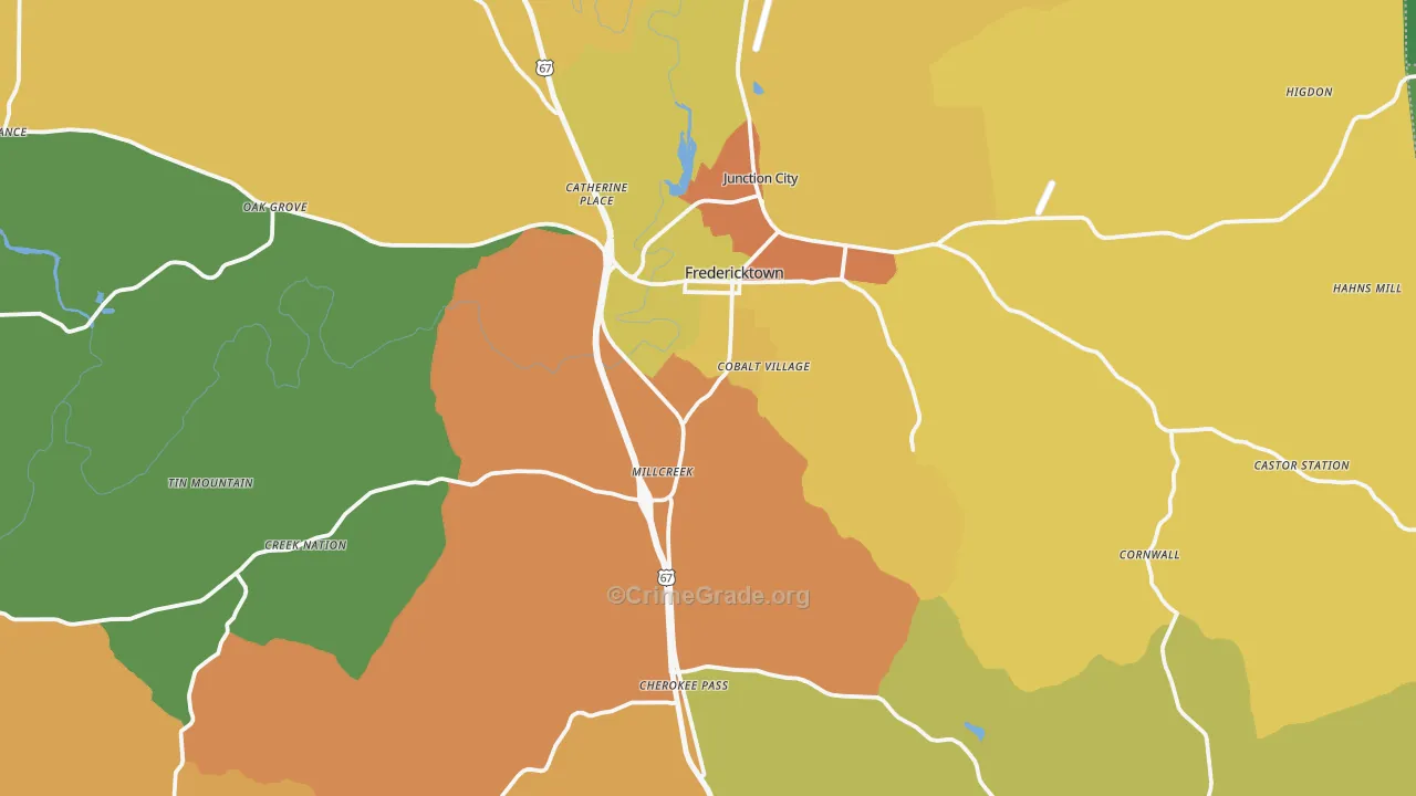 Madison County, MO Map of Theft Rates