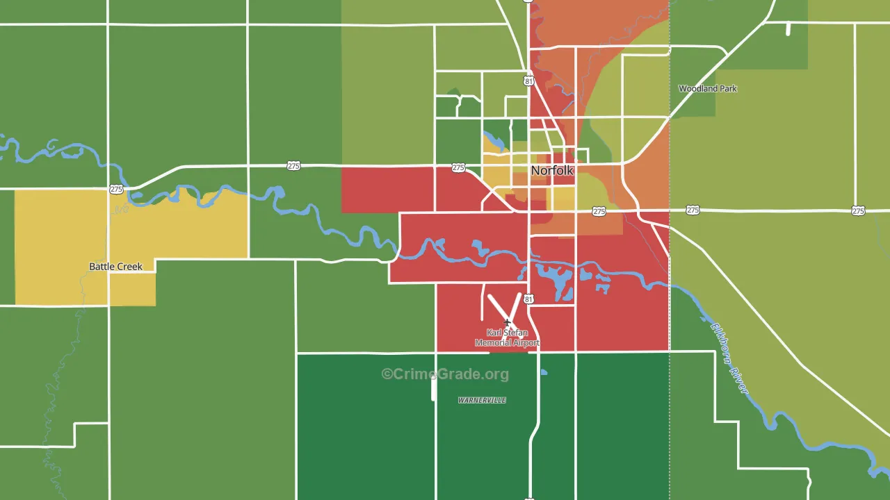 Madison County, NE Map of Theft Rates