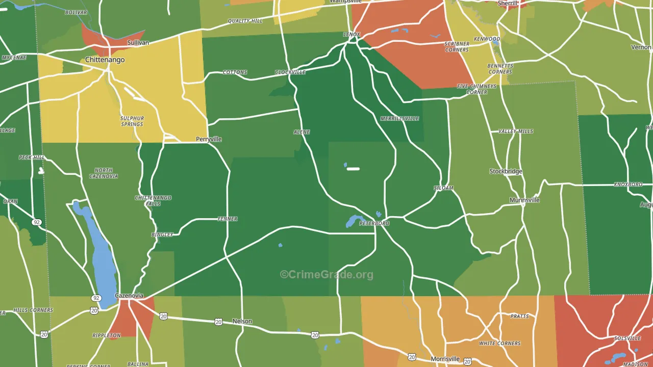 Madison County, NY Map of Theft Rates