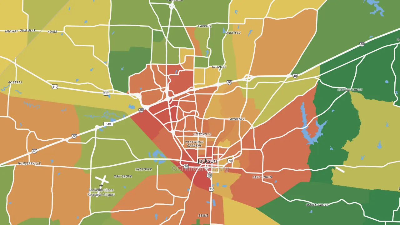 Madison County, TN Map of Theft Rates