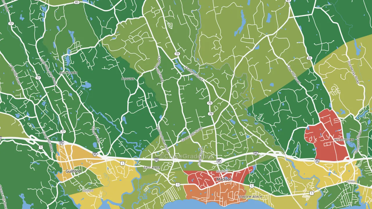 Madison, CT Map of Theft Rates