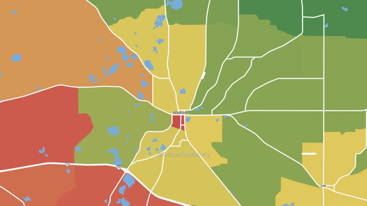 Madison, FL Map of Theft Rates