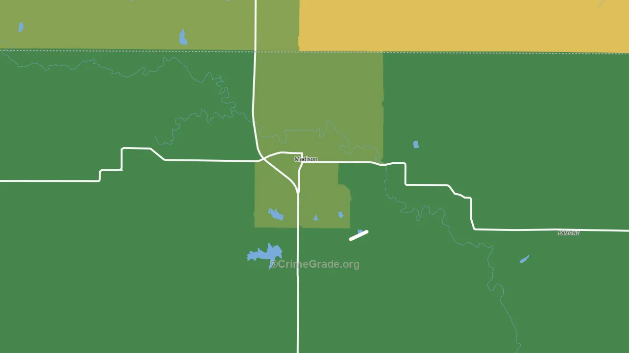 Madison, KS Map of Theft Rates