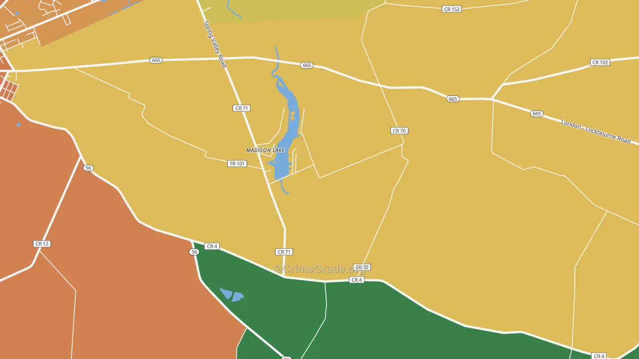 Madison Lake, OH Map of Theft Rates