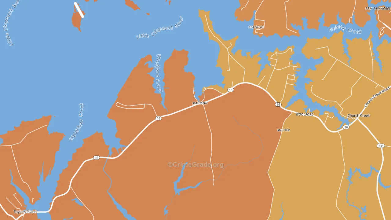 Madison, MD Map of Theft Rates