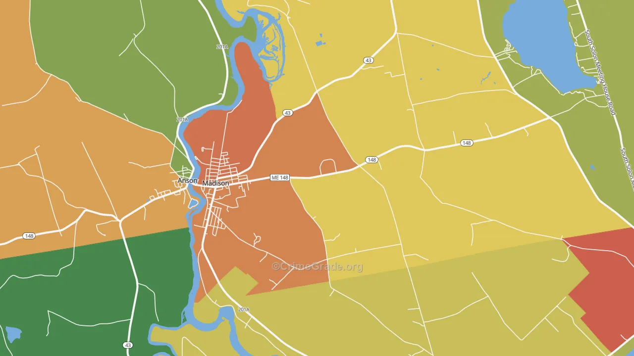 Madison, ME Map of Theft Rates