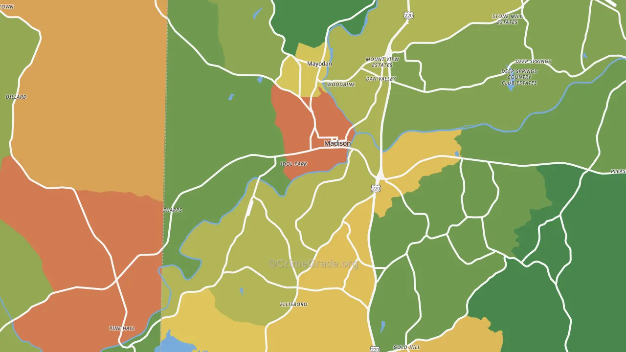 Madison, NC Map of Theft Rates