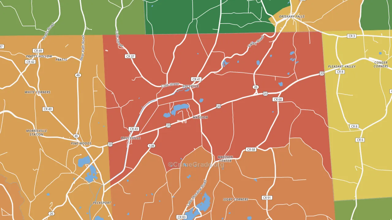Madison, NY Map of Theft Rates