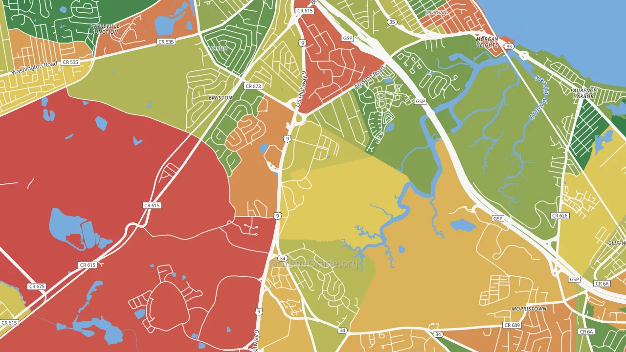 Madison Park, NJ Map of Theft Rates