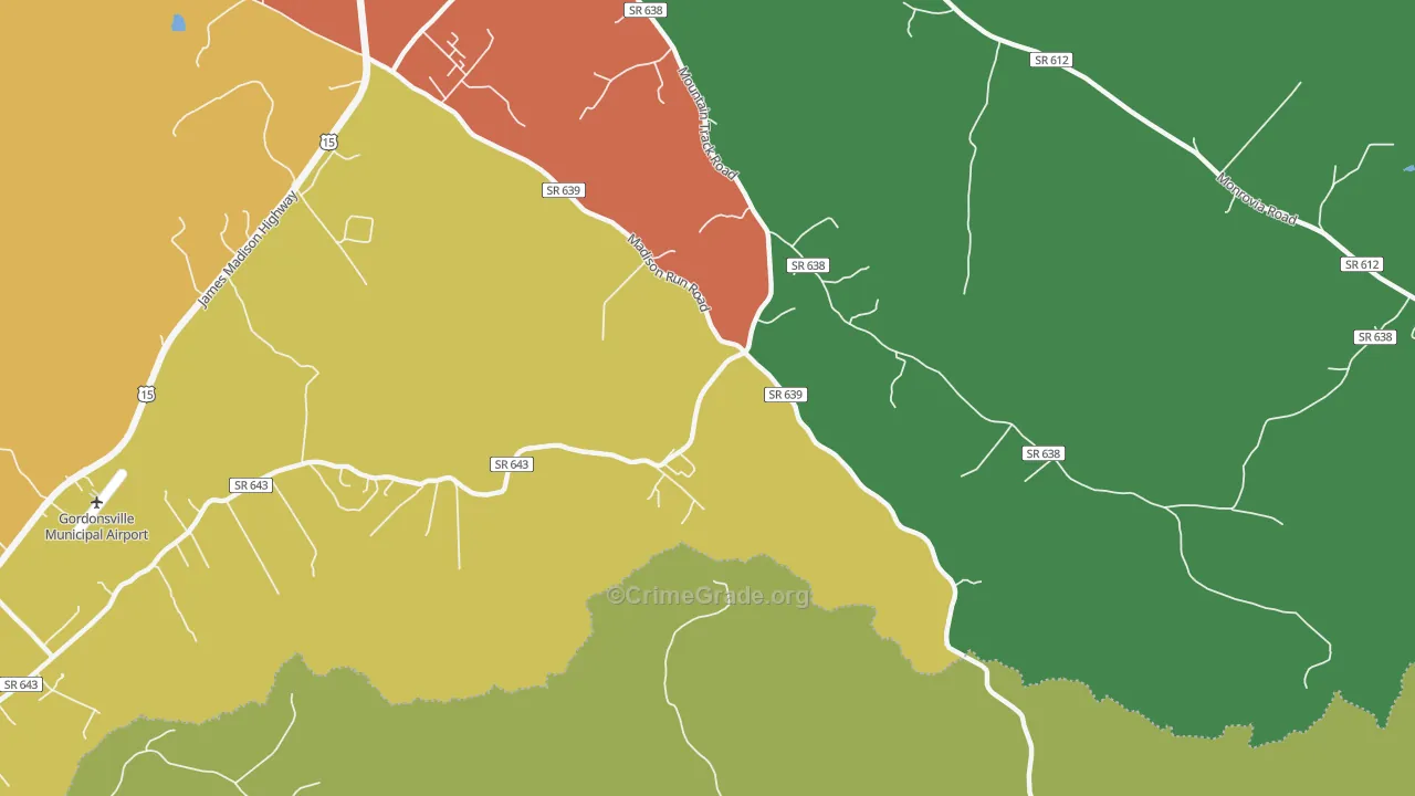 Madison Run, VA Map of Theft Rates