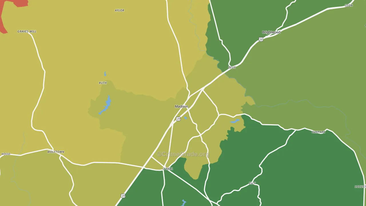 Madison, VA Map of Theft Rates