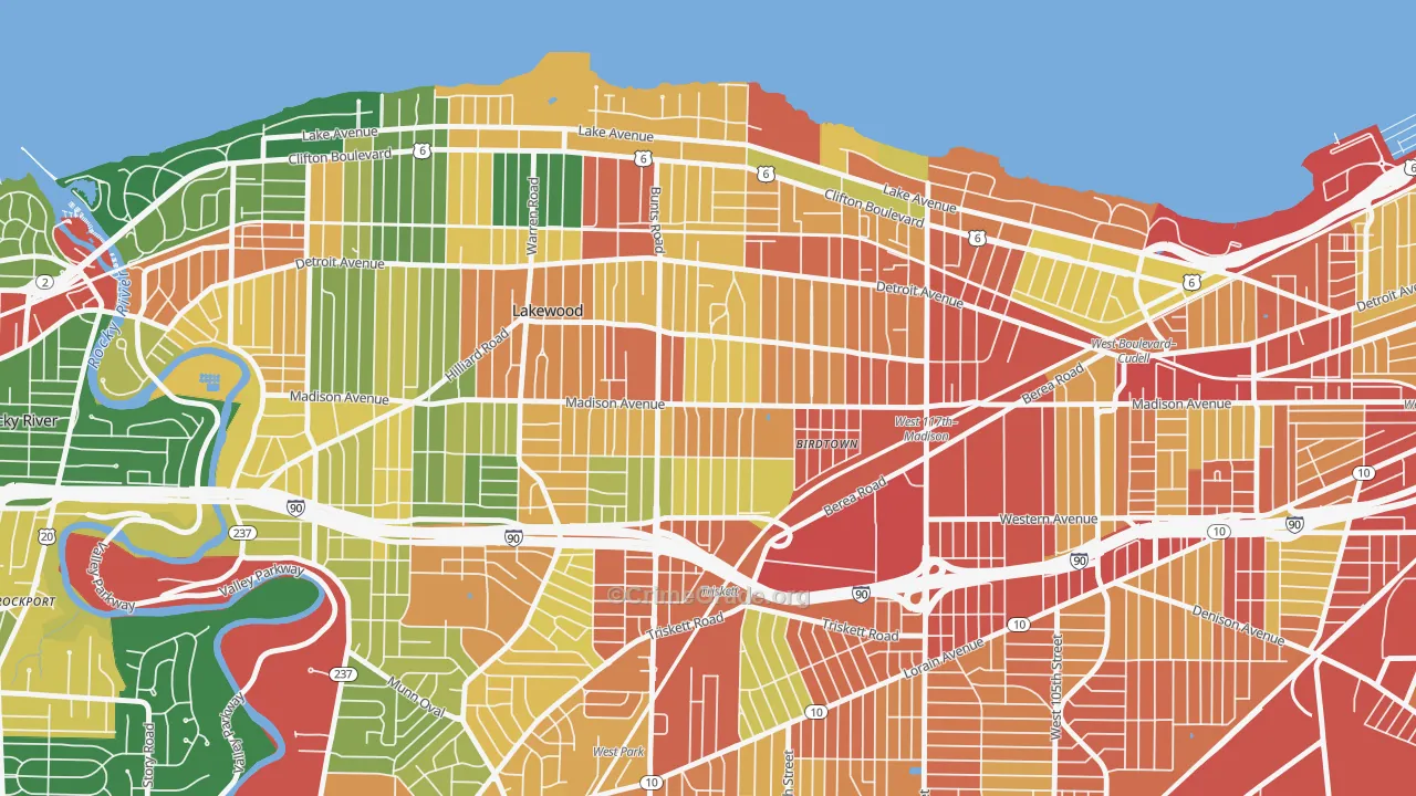 Madison Village, Lakewood, OH Map of Theft Rates