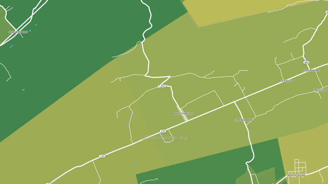 Madisonburg, PA Map of Theft Rates