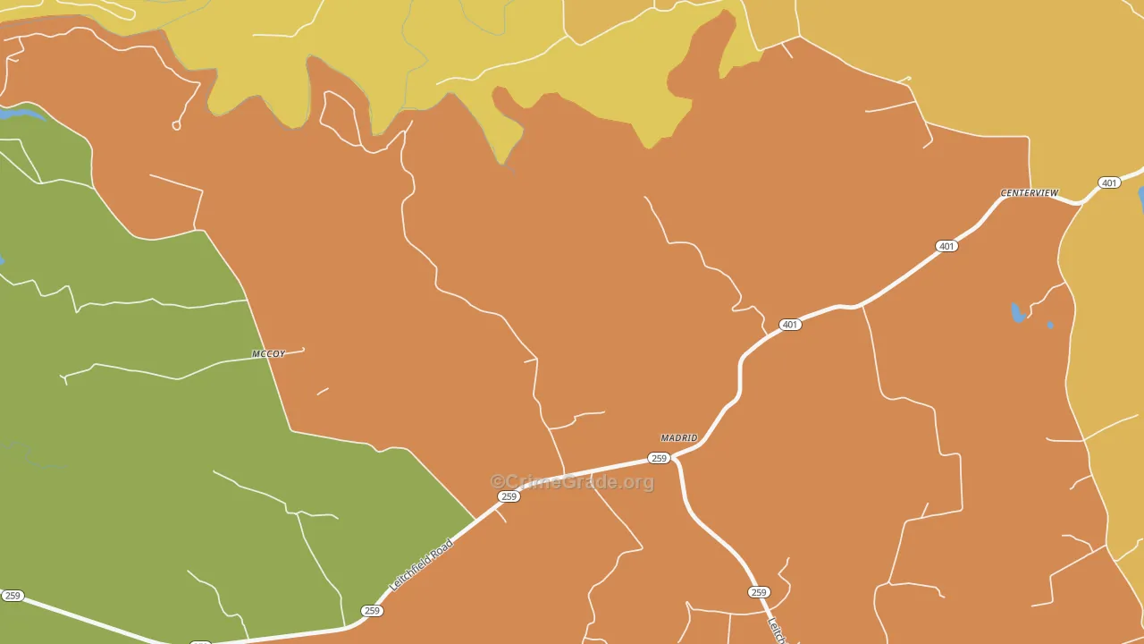 Madrid, KY Map of Theft Rates