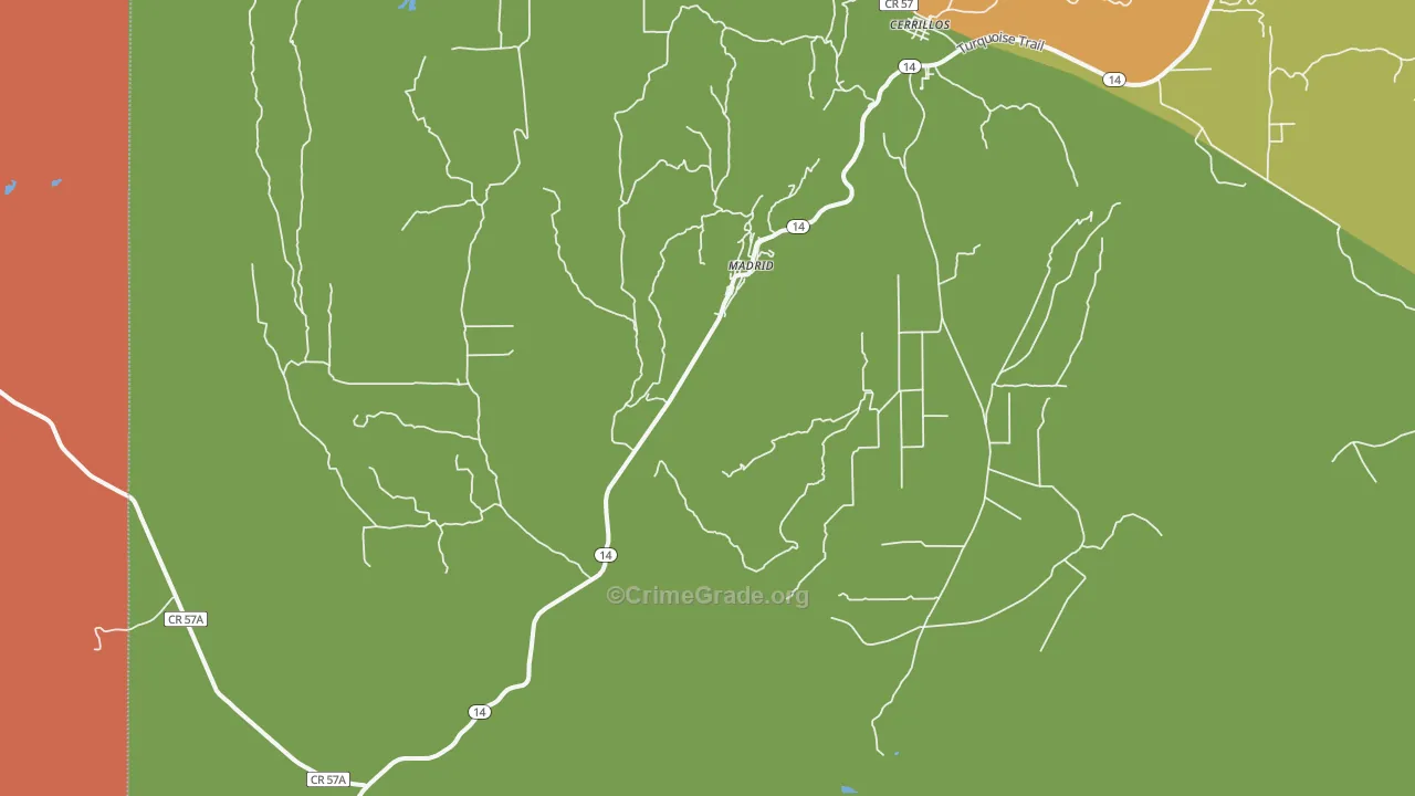 Madrid, NM Map of Theft Rates