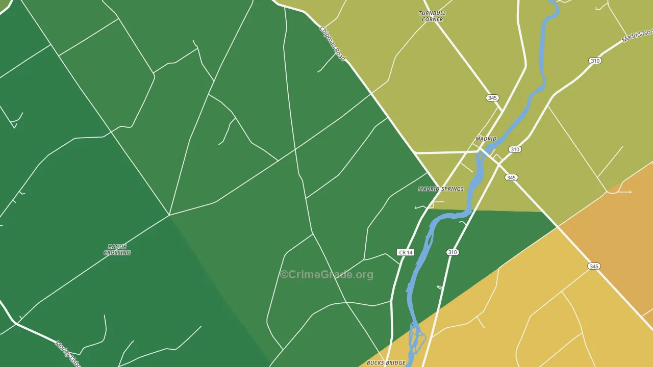 Madrid Springs, NY Map of Theft Rates
