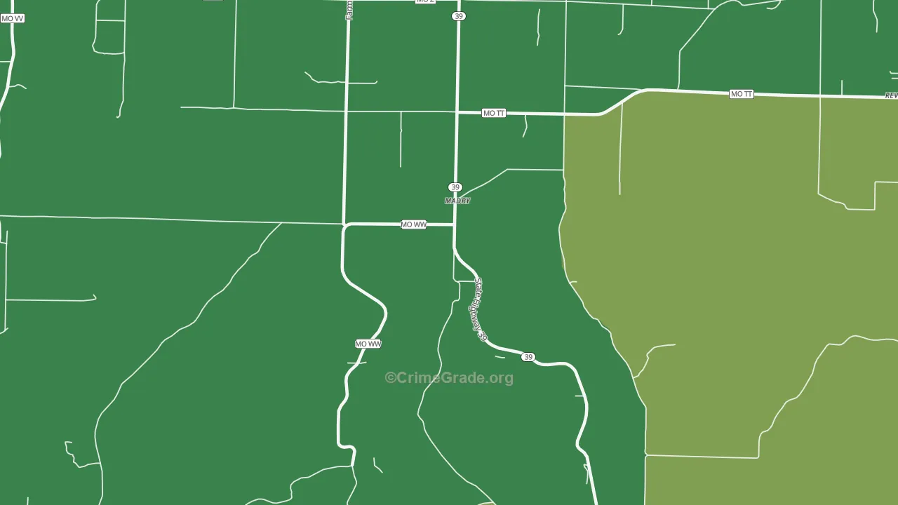 Madry, MO Map of Theft Rates