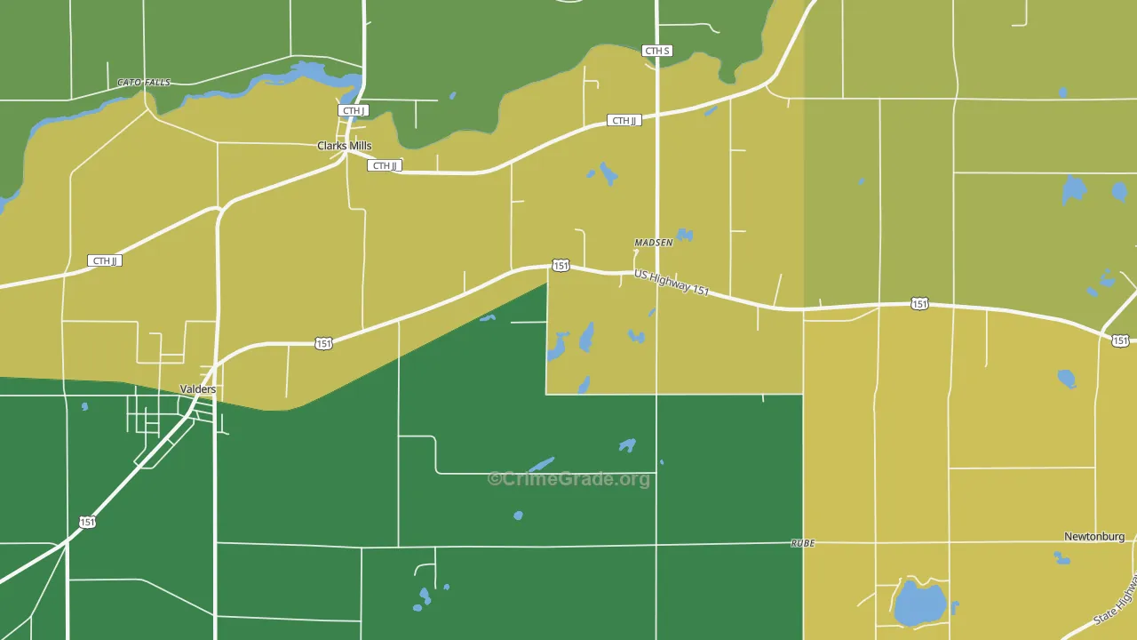 Madsen, WI Map of Theft Rates