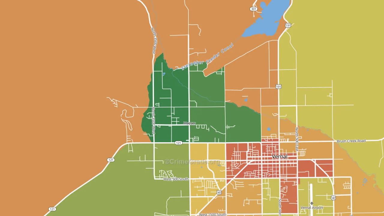 Maeser, UT Map of Theft Rates