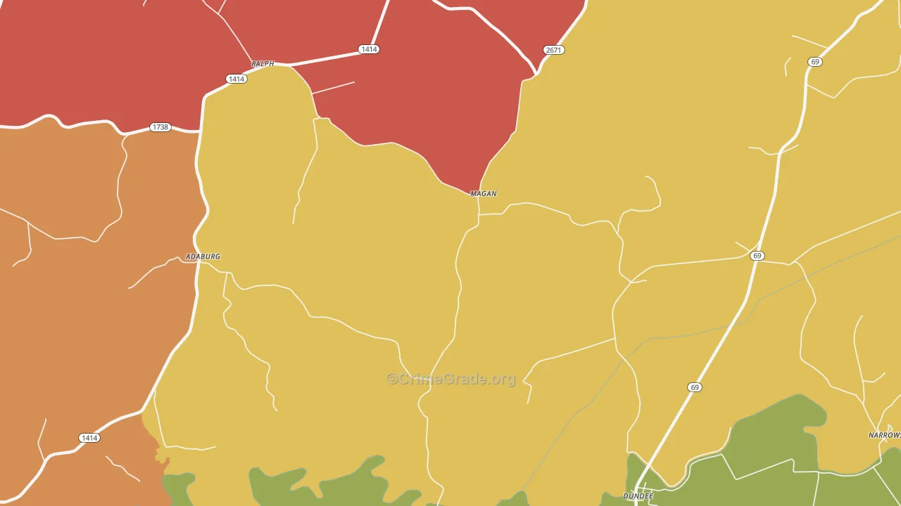 Magan, KY Map of Theft Rates