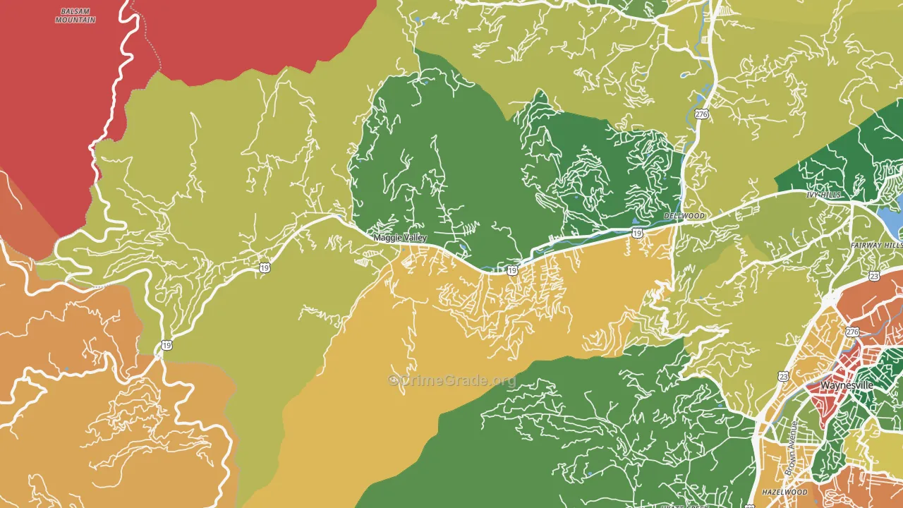 Maggie Valley, NC Map of Theft Rates