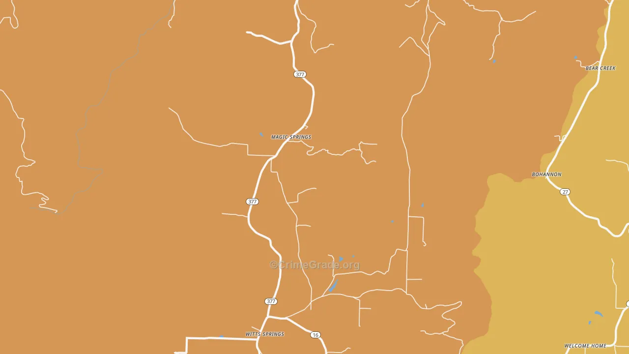 Magic Springs, AR Map of Theft Rates