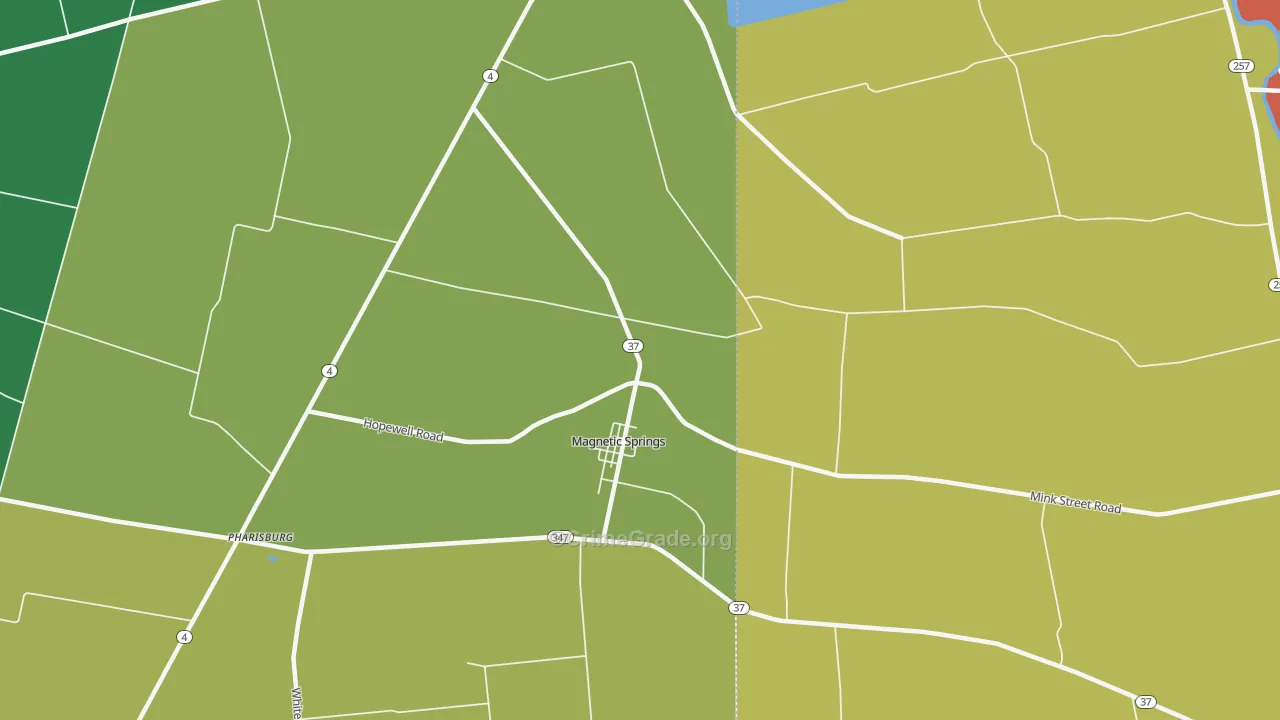 Magnetic Springs, OH Map of Theft Rates