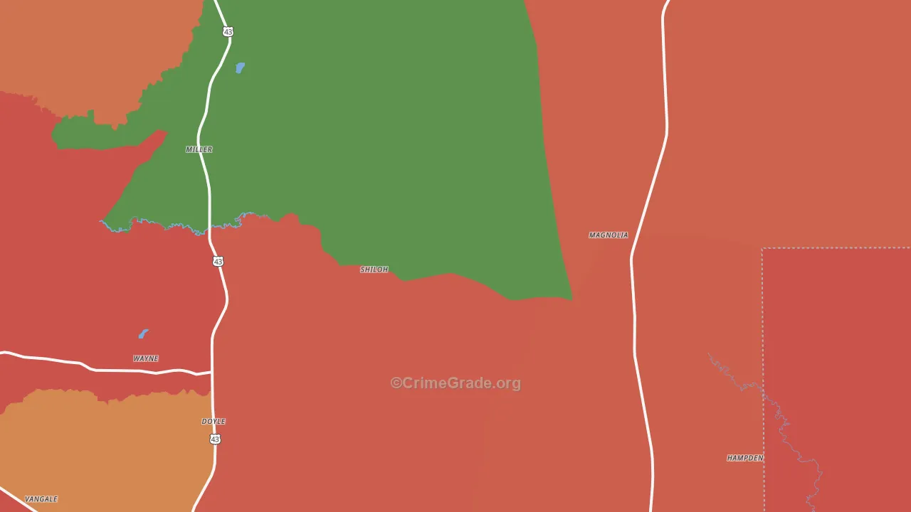 Magnolia, AL Map of Theft Rates
