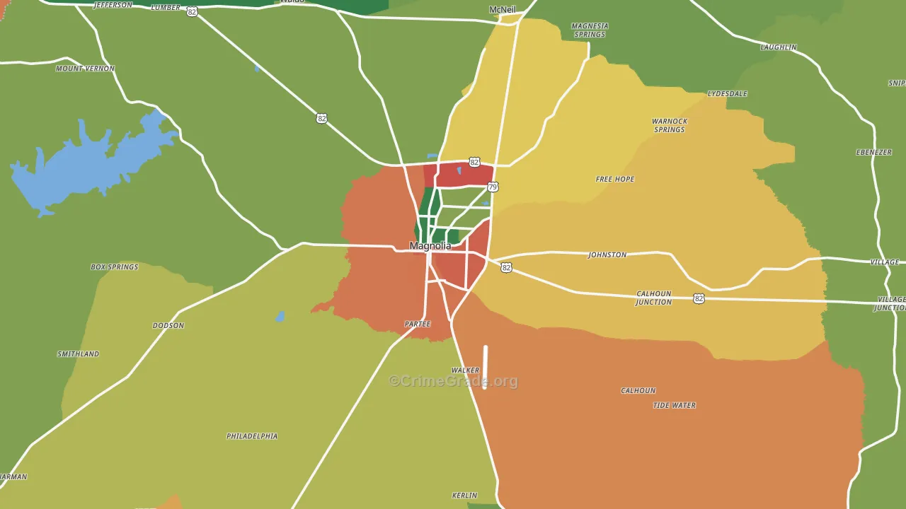 Magnolia, AR Map of Theft Rates