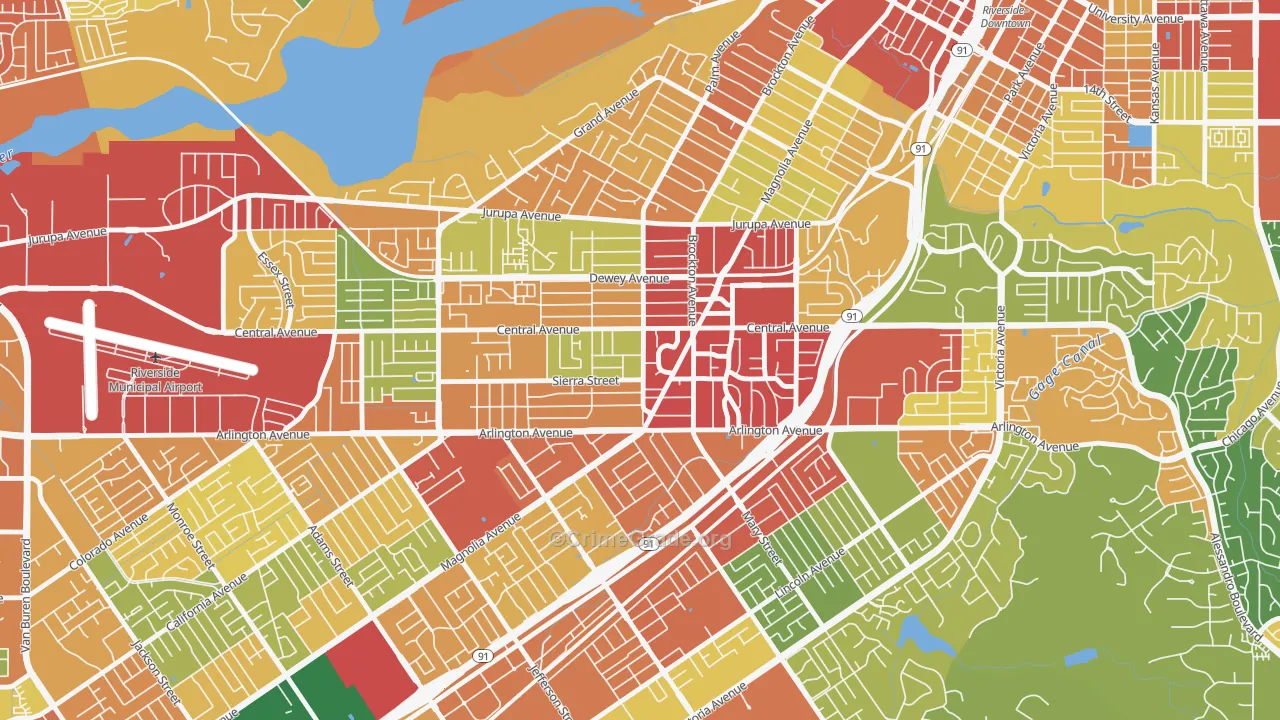 Magnolia Center, Riverside, CA Map of Theft Rates