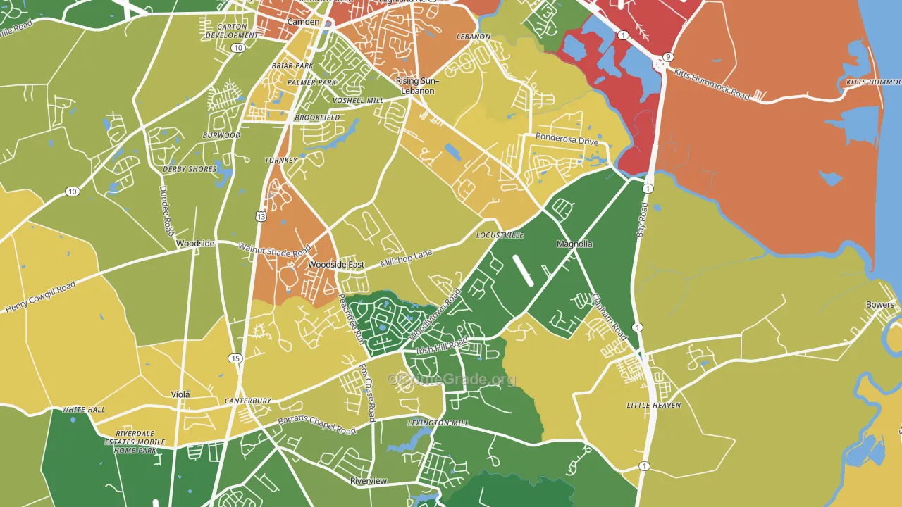 Magnolia, DE Map of Theft Rates
