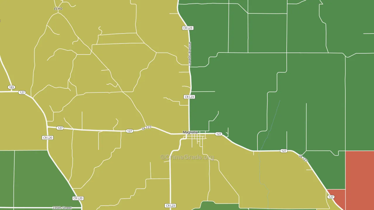 Magnolia, IA Map of Theft Rates