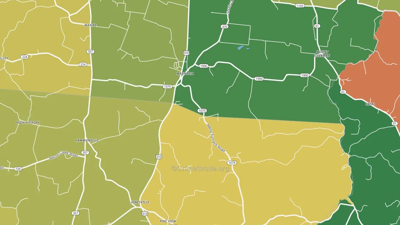 Magnolia, KY Map of Theft Rates