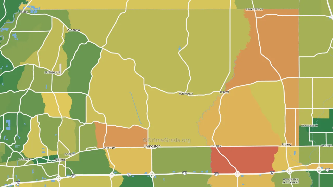 Magnolia, LA Map of Theft Rates