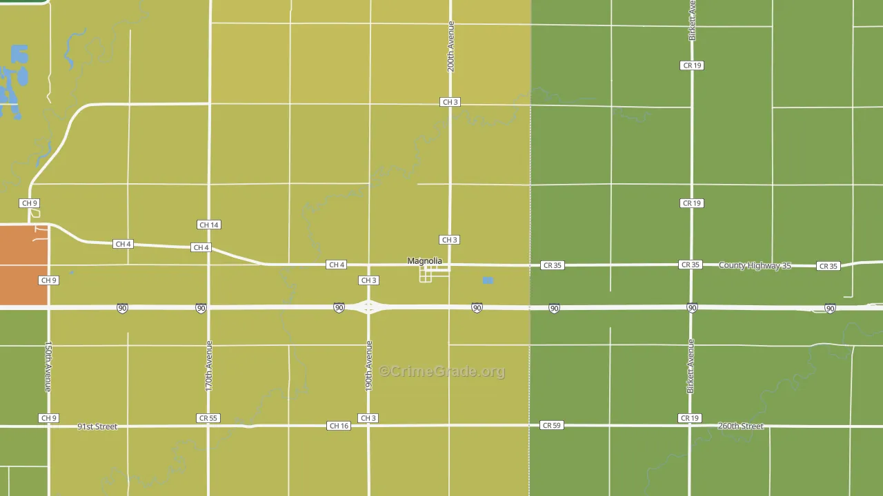 Magnolia, MN Map of Theft Rates