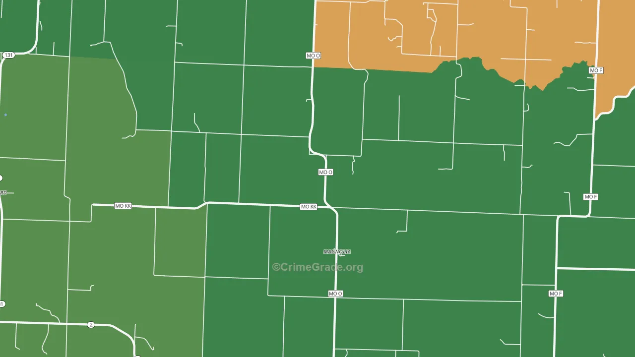 Magnolia, MO Map of Theft Rates