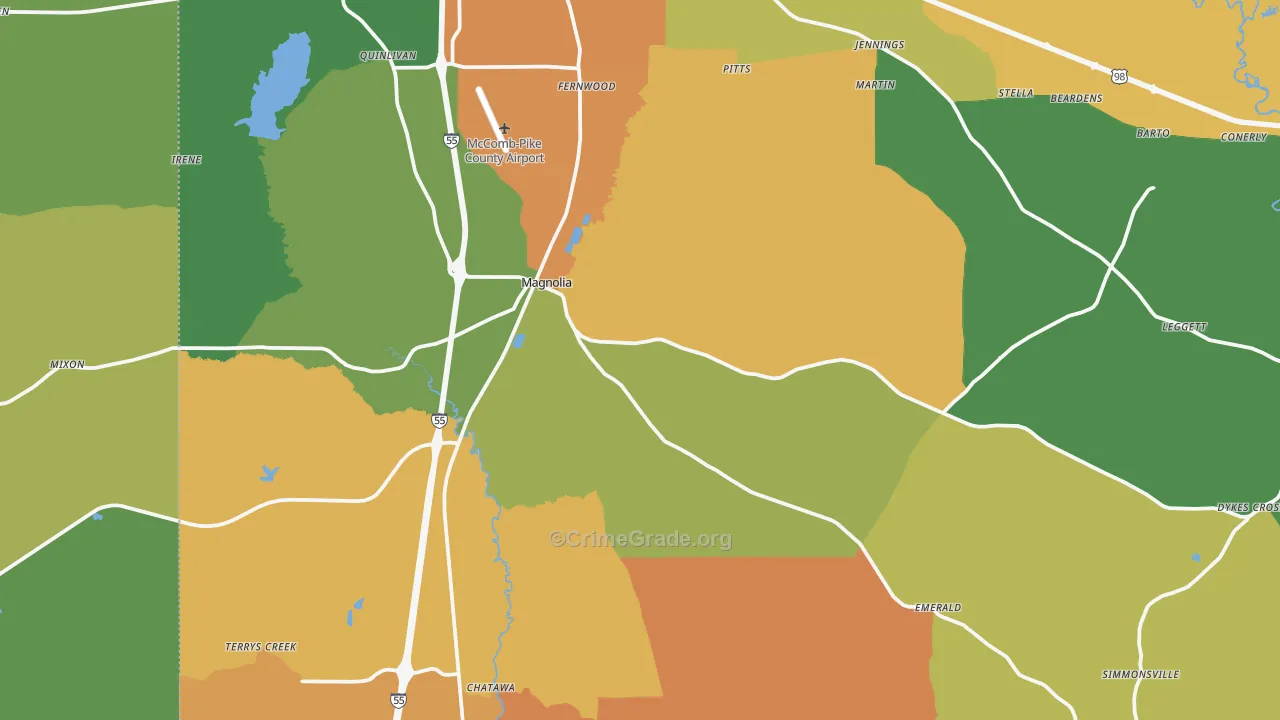 Magnolia, MS Map of Theft Rates
