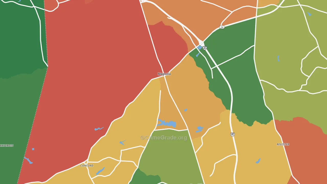Magnolia, NC Map of Theft Rates