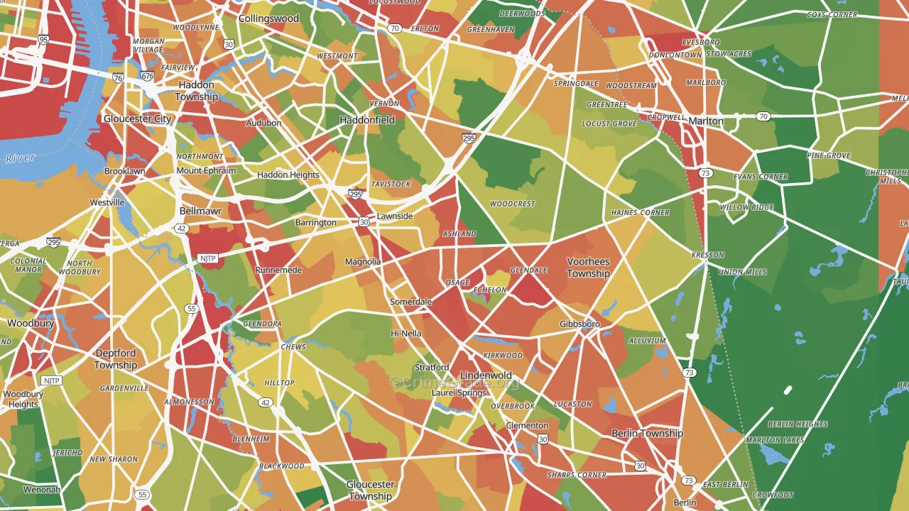 Magnolia, NJ Map of Theft Rates