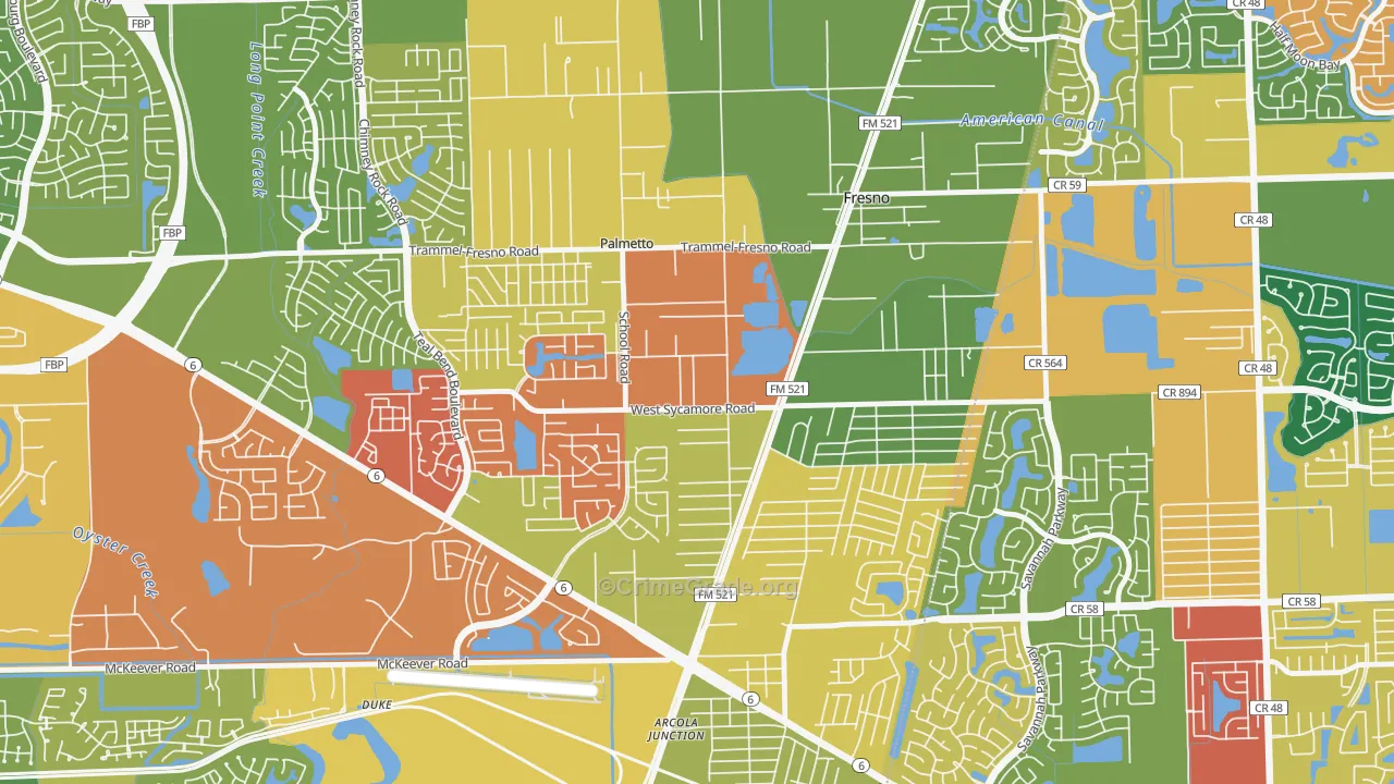 Magnolia Place, Fresno, TX Map of Theft Rates