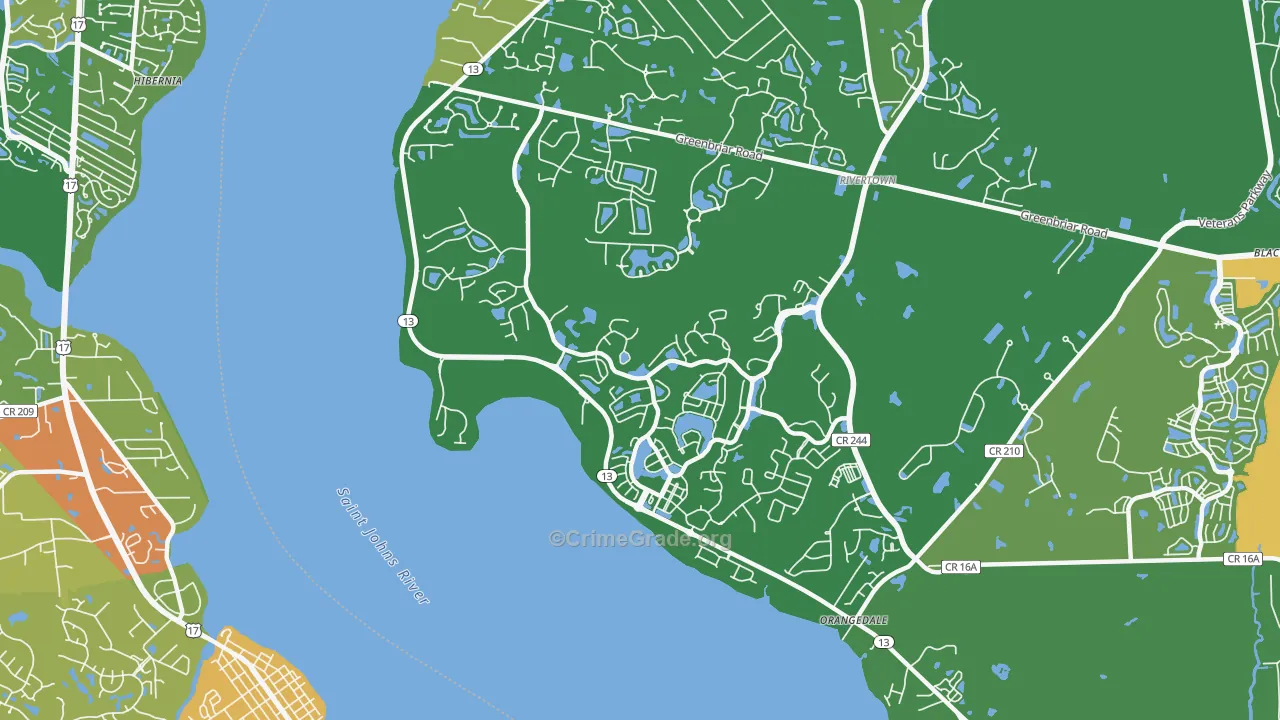 Magnolia Springs, FL Map of Theft Rates
