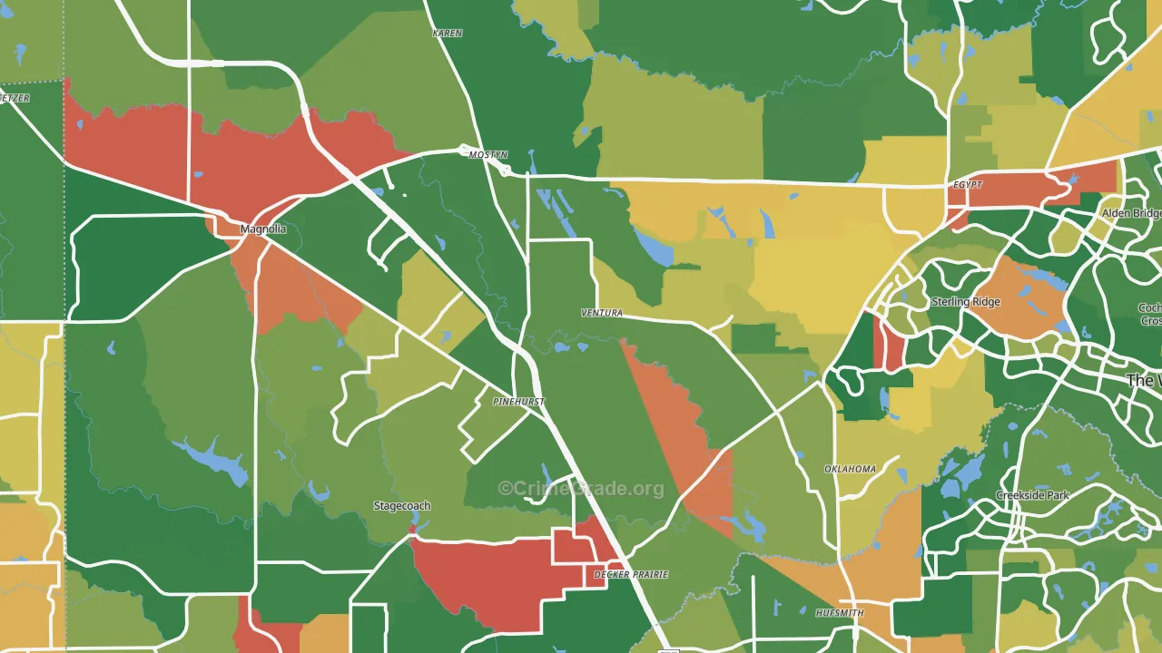 Magnolia, TX Map of Theft Rates