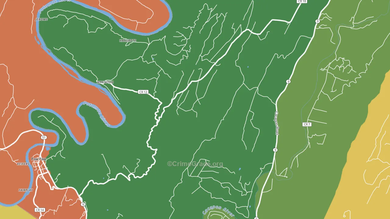 Magnolia, WV Map of Theft Rates