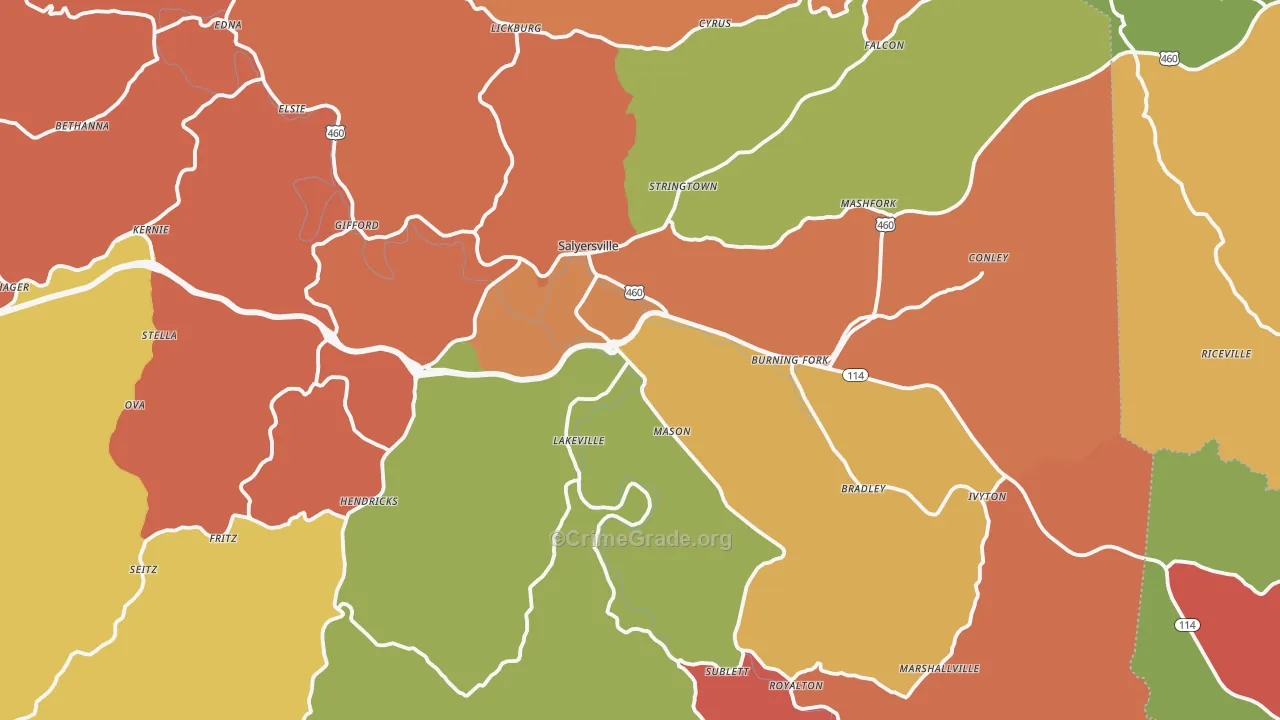 Magoffin County, KY Map of Theft Rates