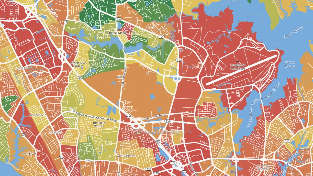 Magruder, Hampton, VA Map of Theft Rates