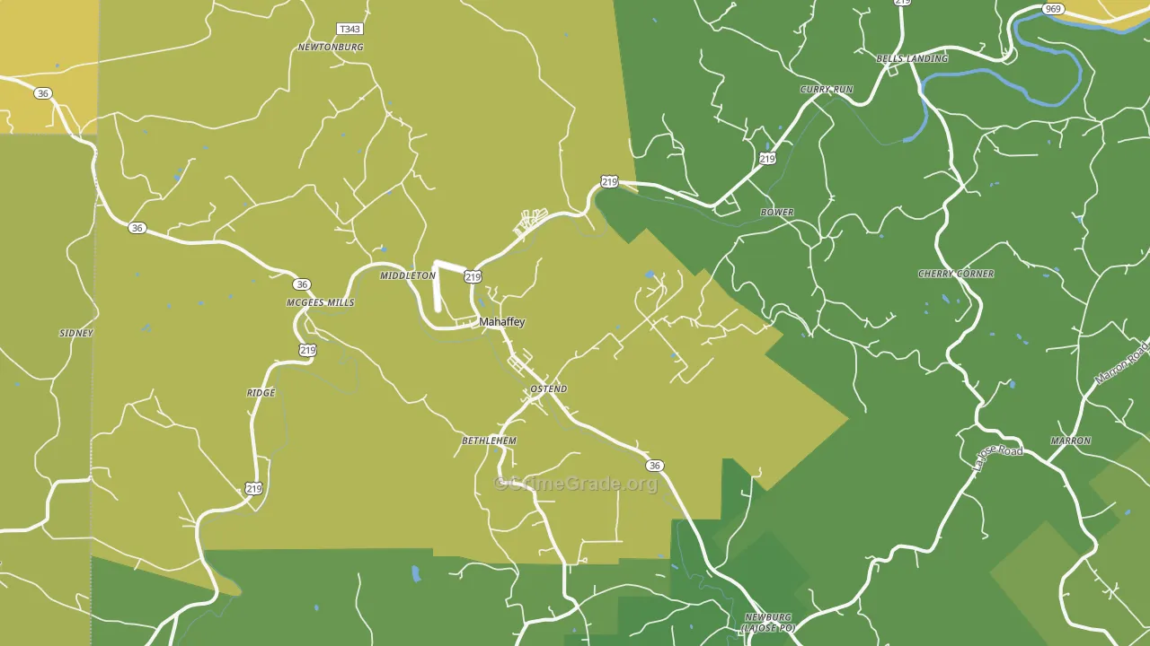 Mahaffey, PA Map of Theft Rates